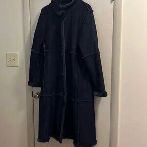 Centigrade full length faux shearling Winter   coat petite medium blue